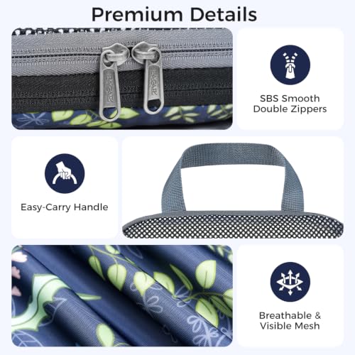 BAGAIL 4 Set/6 Set/8 Set Compression Packing Cubes Travel Accessories Expandable Packing Organizers (Half Mesh, 6-Navy Leaf) - color: 6-Navy Leaf, style: Half Mesh