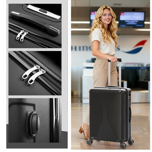 Karl home Hardshell Carry On Luggage with Spinner Wheels, Lightweight PP Hardside Small Suitcase with Built-in Lock & Smooth Zipper, 22 Inch Airline Approved, Dark Green - color: Dark Green, size: S (20in)