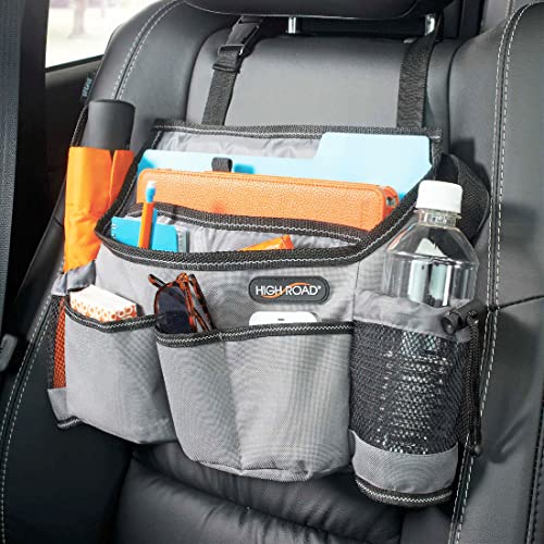 Car Front Seat Organizer with Laptop Sleeve, Bottle Holders and 6 Pockets - color: Gray