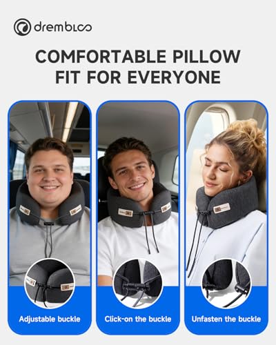 Travel Neck Pillow for Airplane, 360° Ergonomic Support for Sleeping - color: Black