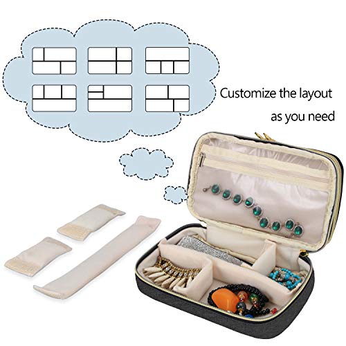 Teamoy Travel Jewelry Case Organizer Storage Box for Women, Black - color: Black