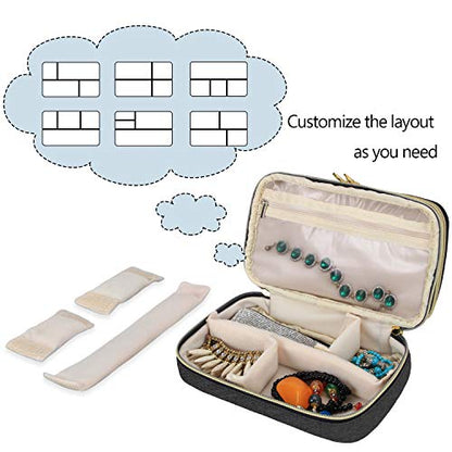 Teamoy Travel Jewelry Case Organizer Storage Box for Women, Black - color: Black