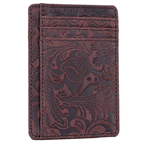 RFID Blocking Slim Wallet for Men and Women - Real Leather Card Holder - color: Brown1