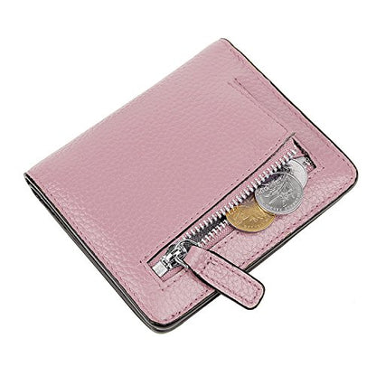 Small Leather Wallet for Women, Ladies Credit Card Holder RFID Blocking Women's Mini Bifold Pocket Purse - color: Light Pink Rfid Blocking