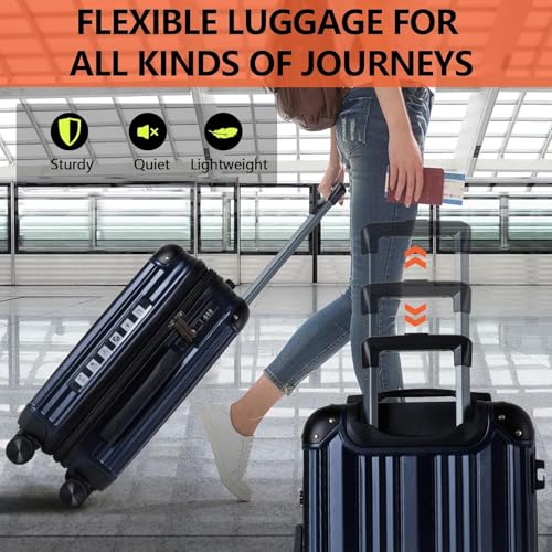 OUZZO Luggage Sets 2 Piece Expandable Durable Hardshell with TSA 20/24 inch - color: Blue, size: 20/24 inch