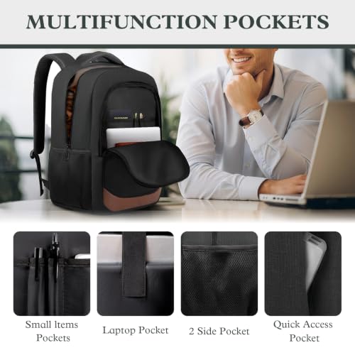 17" Travel Laptop Backpack, Airline Approved Bag, Black Brown - color: Black Brown, size: 17.3 Inch(40L)