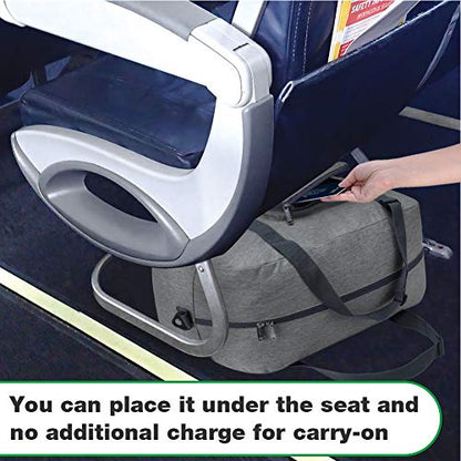 WANDF Foldable Personal Item Travel Bag, Carry on Duffle Bag - color: Light Grey 40L
