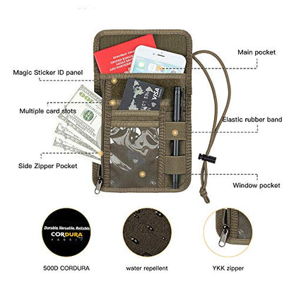 EXCELLENT ELITE SPANKER Passport Holder Nylon Neck Pouch with Lanyard - color: Ranger Green
