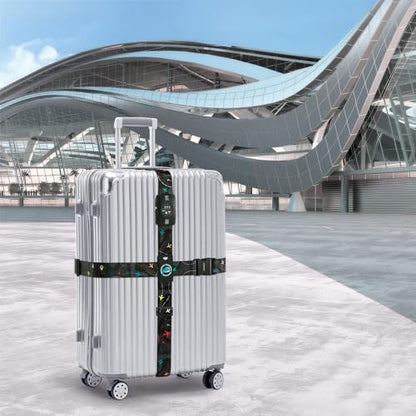 Travelkin Luggage Straps TSA Approved, Suitcase Straps with TSA Lock - color: Air Line Black