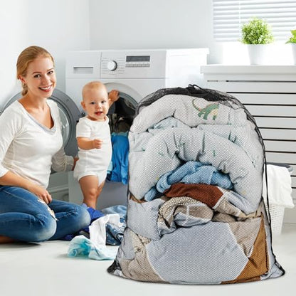 Large Mesh Laundry Bags: 2 Pack 24" x 36" Heavy Duty | Soft Breathable, Machine Washable, For College Dorm, Travel Family Use, Black - color: Black
