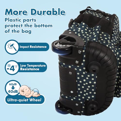 Tilami Rolling Backpack for Kids 19 inch with Lunch Bag Wheeled Laptop Backpack,Green dots - color: Green Dots