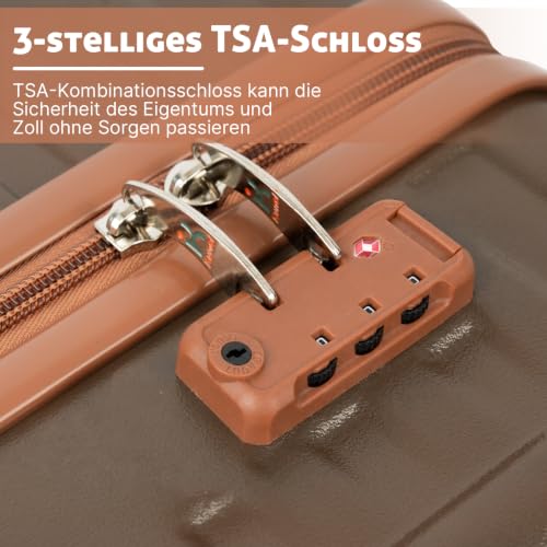 KUNEL Luggage Sets 5 Pcs suitcases with Wheels, 20/24/28Inch, Brown - color: Brown