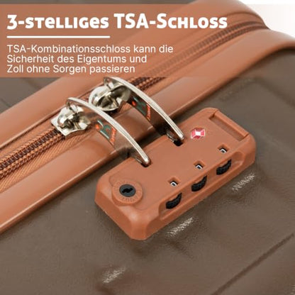 KUNEL Luggage Sets 5 Pcs suitcases with Wheels, 20/24/28Inch, Brown - color: Brown