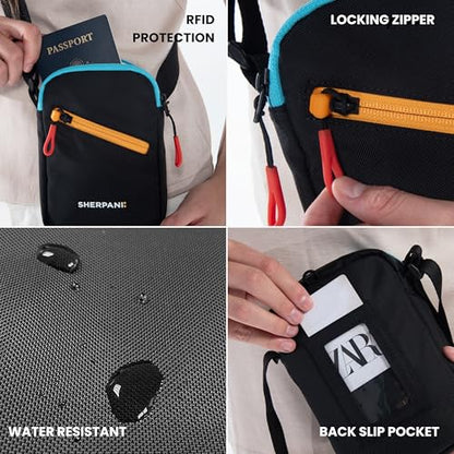 Sherpani Rogue, RFID Mini Crossbody Bag for Women | Small Shoulder Bag, Cell Phone Purse, Passport Holder, Locking Zipper, Water Resistant, Plastic Hardware, Travel Gift for Her - color: Terrazzo