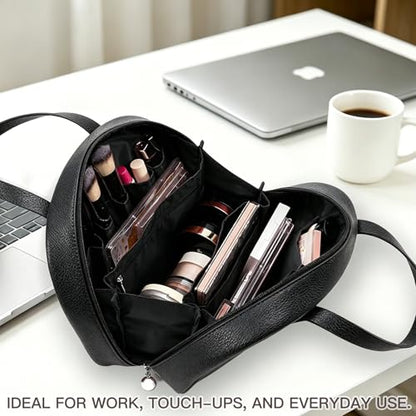ROYALFAIR Standing Makeup Bag, Travel Cosmetic Organizer, Black - color: Black