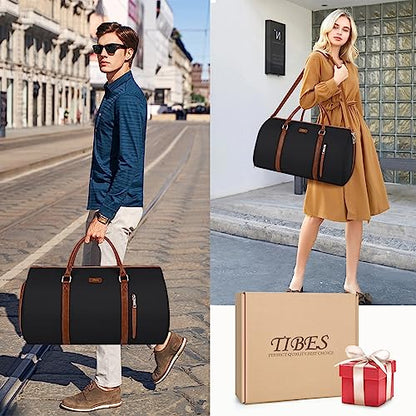 Convertible 2-in-1 Garment Bags for Travel with Waterproof Shoe Compartment - color: 2-Black