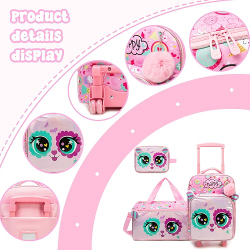 Kids Luggage with Wheels Suitcases Travel Softside Suitcases 16" Carry on Suitcase with Duffle Bag Luggage Sets Airline Approved - color: Pink