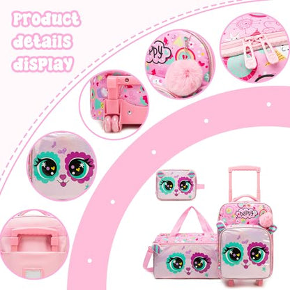 Kids Luggage with Wheels Suitcases Travel Softside Suitcases 16" Carry on Suitcase with Duffle Bag Luggage Sets Airline Approved - color: Pink