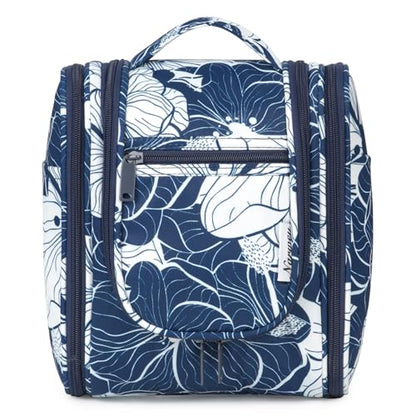 Narwey Hanging Travel Toiletry Bag for Women, Cosmetic Makeup Bag - color: B-Blue Lotus, size: Medium