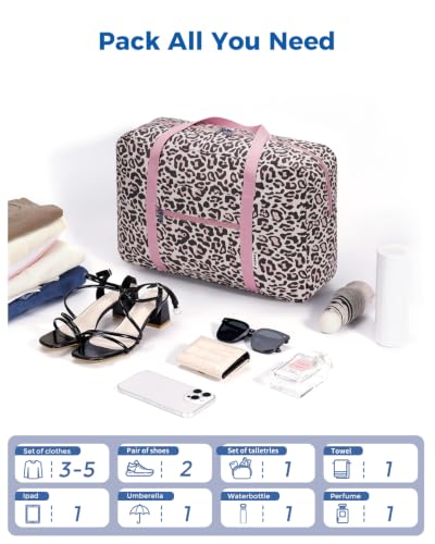 WANDF Personal Item Travel Bag, Carry On Duffle Bag Women - color: Light Pink