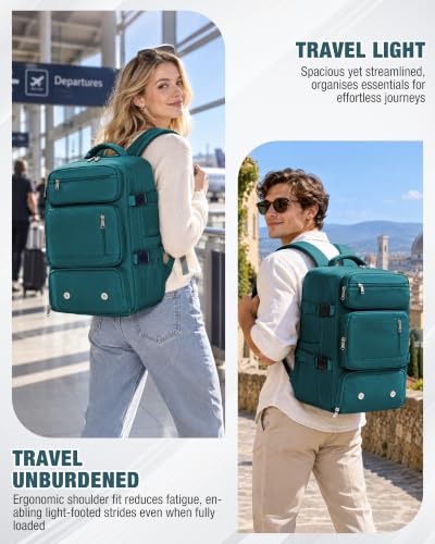 suradar Travel Backpack, 180° Open Laptop Backpack with Shoe Compartment - color: W2-peacock Blue