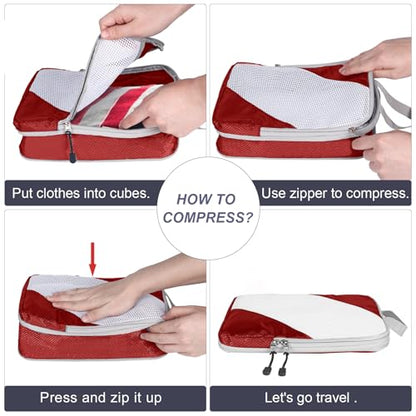 6 Set Ultralight Compression Packing Cubes Packing Organizer with Shoe Bag for Travel Accessories Luggage Suitcase Backpack