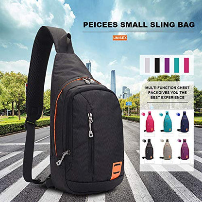 Peicees Small Sling Backpack Waterproof Unisex Shoulder Bag Chest Crossbody Daypack - color: 2_purple, size: Large