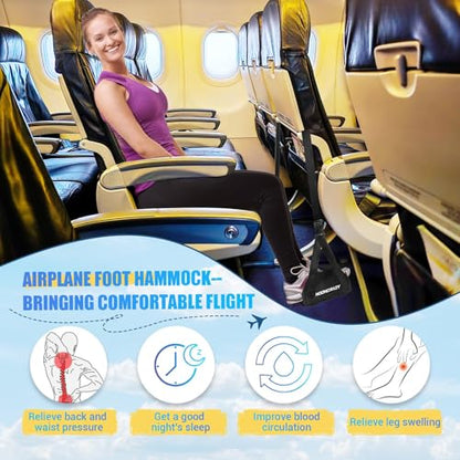 Airplane Foot Fammock, No Collapse Thickened Bamboo Plane Foot Rest Travel - color: 2 Pc Black