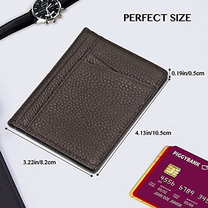 Unaone Slim Minimalist Wallet - Premium Leather Wallets - color: Coffee Brown