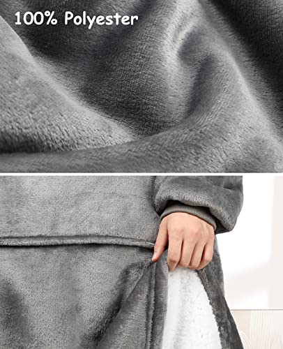 Sendowtek Hooded Wearable Blanket for Women Men 3.9ft Long, Grey - color: Grey