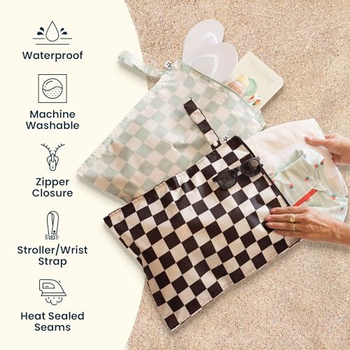 Tiny Twinkle Mess Proof Wet Bags | 2-Pack Reusable Waterproof Wet Bags for Swimsuits | Baby Clothes | Travel & Diaper Bag (Flutter) - color: Flutter, size: 2 Pack