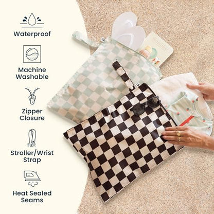 Tiny Twinkle Mess Proof Wet Bags | 2-Pack Reusable Waterproof Wet Bags for Swimsuits | Baby Clothes | Travel & Diaper Bag (Flutter) - color: Flutter, size: 2 Pack