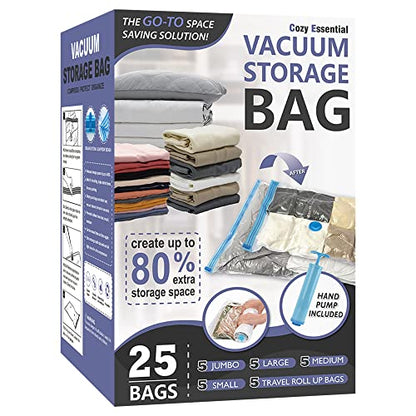 Vacuum Storage Bags with Hand Pump, Vacuum Seal Space Saver Bags,25 Combo - size: Combo