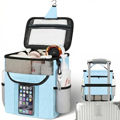 Attmu Mesh Shower Caddy Portable for Dorm Room Essentials, Shower Tote Bag - color: Dusty Blue