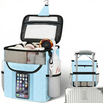 Attmu Mesh Shower Caddy Portable for Dorm Room Essentials, Shower Tote Bag - color: Dusty Blue