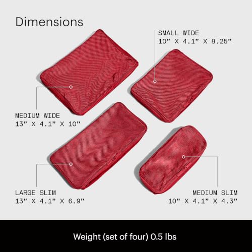 Away Insider Packing Cubes Set of 4, Lightweight Travel Luggage Organizers - color: Cherry Red