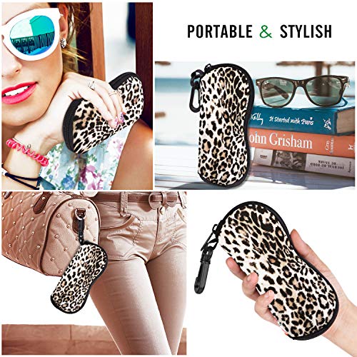 MoKo Sunglasses Soft Case Ultra Light Neoprene Zipper Eyeglass Case for Men Women - color: E-leopard
