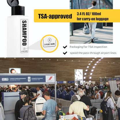 GearTrust TSA Travel Size Bottles for Toiletries, Shampoo Travel Bottles - color: White