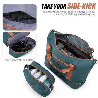 Luggage Sets 5 Piece Hardside Expandable Durable Suitcases with Wheels - color: DarkGreen