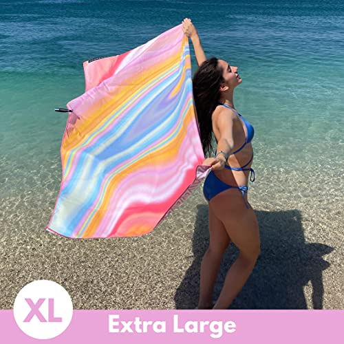 ECCOSOPHY Microfiber Beach Towel - Quick Dry, Sand Free and Oversized 71x35 - color: Maldives