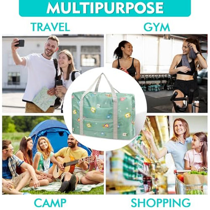 Travel Bag 12PCS Carry on Duffel Bag Bulk Foldable Luggage Spirit Airlines Personal Item Bag Sports Gym Bags Weekender Overnight Bag Nylon Travel Duffel for Women (Green Apple 12PCS) - color: Green Apple 12PCS