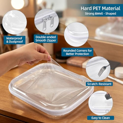 5 Pack Hard Shell Pouches with Double Zipper, Portable Clear Travel Bags - color: Multi-Size4M+1S