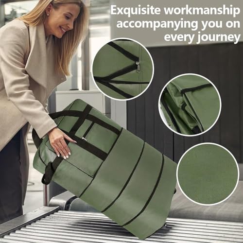 Expandable Rolling Wheeled Duffle Bag, 32" Foldable Luggage Waterproof Lightweight Rolling Duffle Bag w/wheels for Gym, Camping, Weekend Trips, Business Travel, Weekend Blue