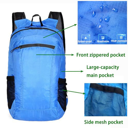 18L Mini Foldable Daypack, Waterproof and Lightweight Backpack - color: Grey
