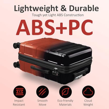 Checked 24inch Luggage with Spinner Wheels,Expandable - color: Ember, size: M (24 In)