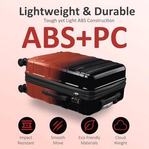 Checked 24inch Luggage with Spinner Wheels,Expandable - color: Ember, size: M (24 In)