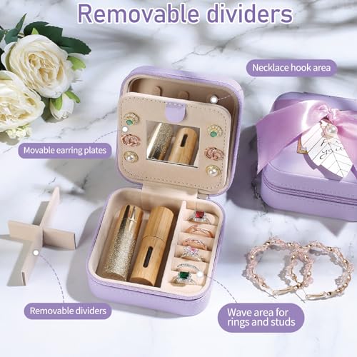 AYGXU Travel Jewelry Box for Women and Girls - Small Case With Initial A-Z - Teacher Gifts - color: purple, size: J