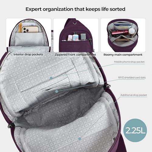 Travelon Anti-Theft Runways Small Sling - color: Plum