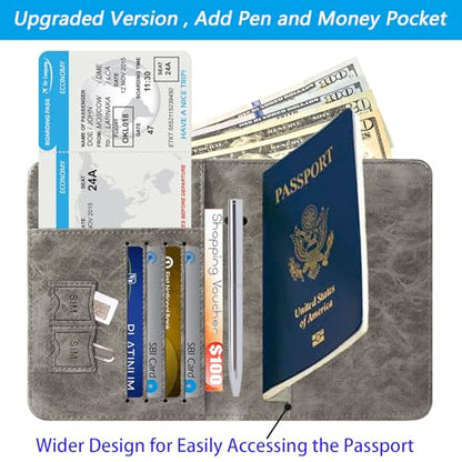 Passport Holder, Travel Essentials, Passport Cover, RFID Travel Wallet - color: 113#Grey
