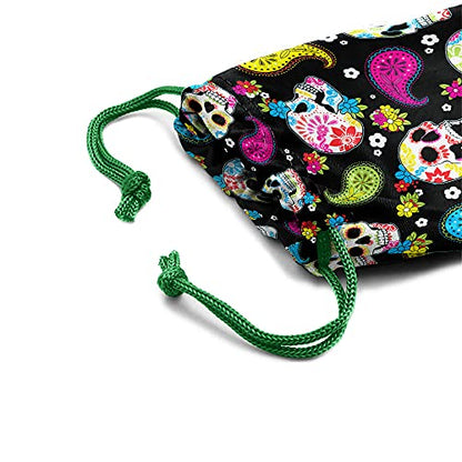 WIRESTER Set of 3 Polyester Sunglasses Pouch, Eyeglasses Soft Case with Drawstring Closure - color: Butterfly, Sea Turtles, Skulls